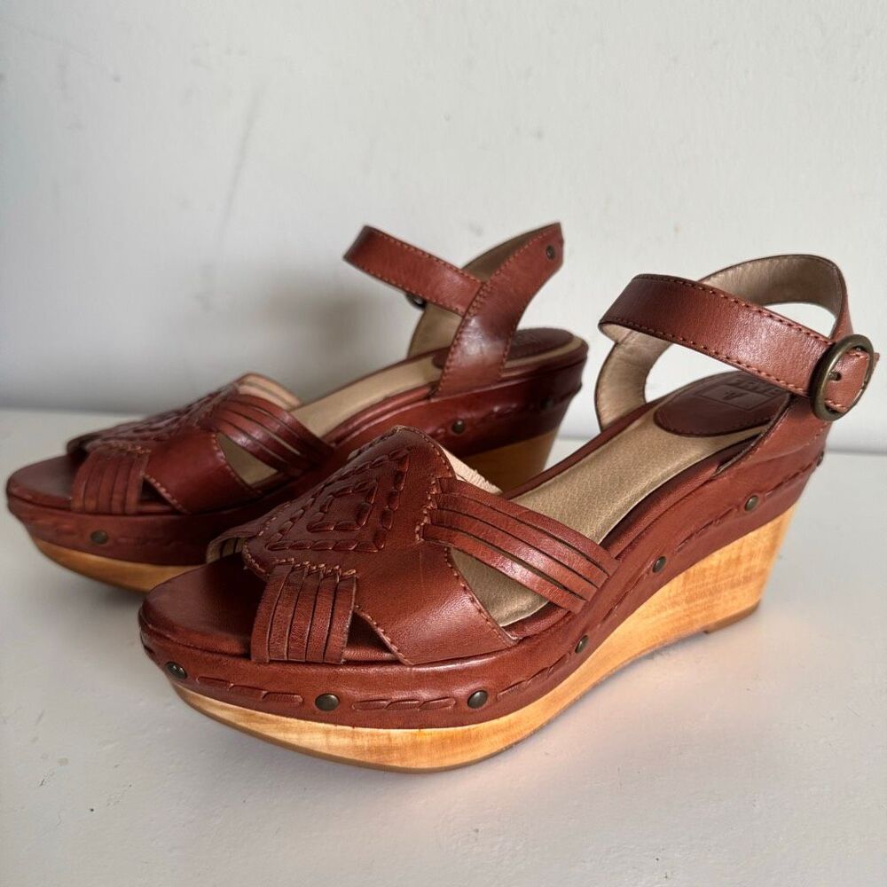 Frye Carlie Huarache Leather Platform Wedge Sandals Boho Western Summer Size 7.5 - Picture 4 of 10